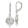 Titanium Drop Earrings with Cubic Zirconia, Geometric Circular Design, Hypoallergenic Leverback