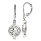 Titanium Drop Earrings with Cubic Zirconia, Geometric Circular Design, Hypoallergenic Leverback