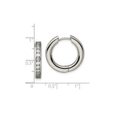 Titanium Hoop Earrings with Channel-Set Cubic Zirconia, Polished Modern Design