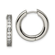 Titanium Hoop Earrings with Channel-Set Cubic Zirconia, Polished Modern Design