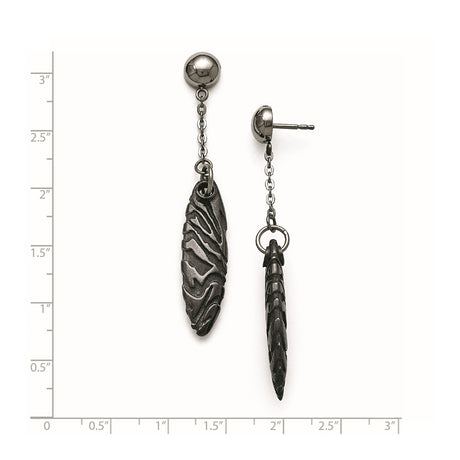 Titanium and Silver Drop Earrings, Two-Tone Tribal Feather Design for Men