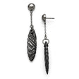 Titanium and Silver Drop Earrings, Two-Tone Tribal Feather Design for Men