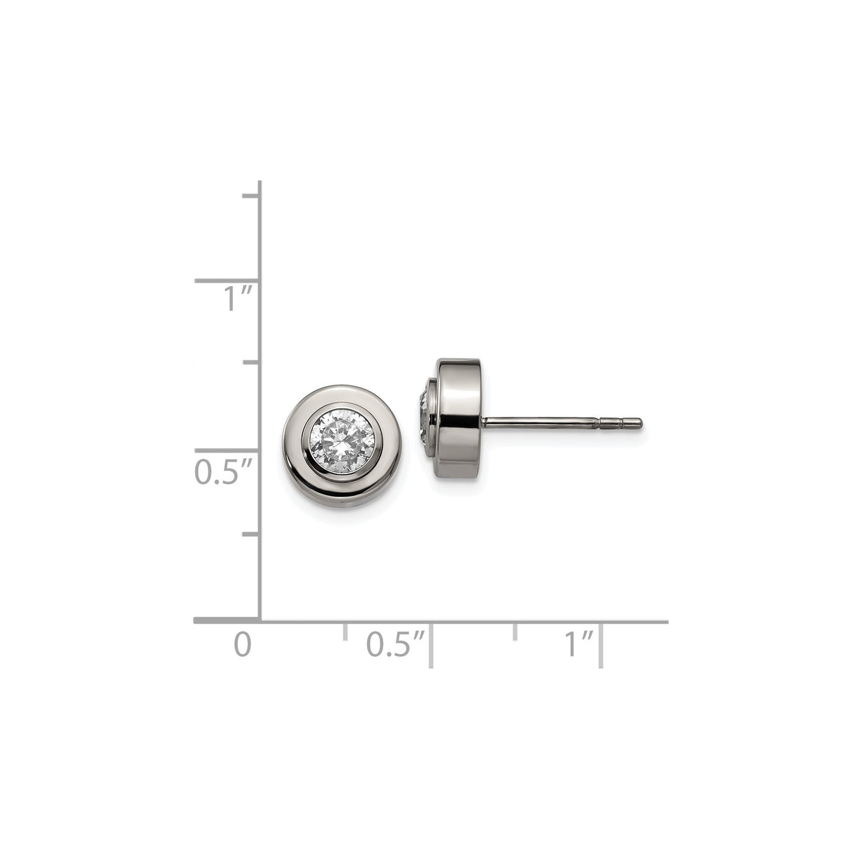 Titanium Bezel Set Stud Earrings With Clear Gemstones