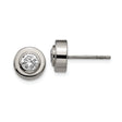 Titanium Stud Earrings with Bezel Set Round Clear Gemstones, Hypoallergenic Lightweight Design, Sleek Modern Minimalist Unisex Style, Durable Polished Finish for Everyday Neutral Fashion Wear