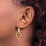 10k Yellow Gold Twisted Teardrop Loop Earrings with Textured and Polished Finish