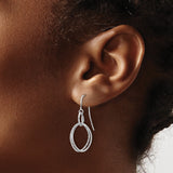 10k White Gold Dangle Earrings with Twisted Teardrop Shape and Textured Polished Finish