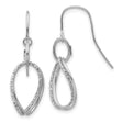 10k White Gold Dangle Earrings with Twisted Teardrop Shape and Textured Polished Finish