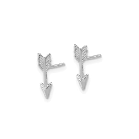 14k White Gold Arrow Stud Earrings, Minimalist Sleek Design, Symbol of Focus and Strength