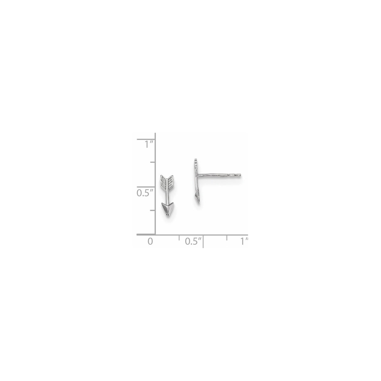 14k White Gold Arrow Stud Earrings, Minimalist Sleek Design, Symbol of Focus and Strength