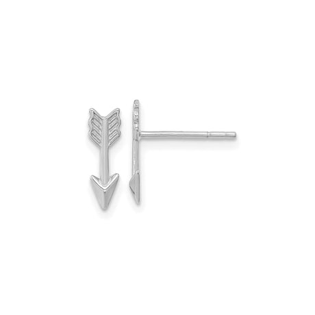 14k White Gold Arrow Stud Earrings, Minimalist Sleek Design, Symbol of Focus and Strength