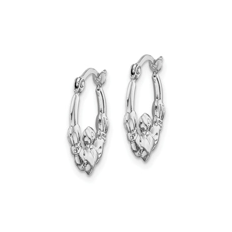 14k White Gold Claddagh Hoop Earrings, Heart Hands Crown Irish Heritage Jewelry for Women