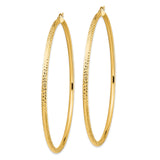 14k Yellow Gold Hoop Earrings, Diamond Cut Textured Classic Round Hoops for Women