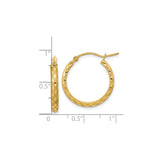 14k Yellow Gold Hoop Earrings with Textured Hammered Finish and Polished Oval Accents
