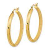 14k Yellow Gold Hoop Earrings, Textured Round Design with Polished Finish