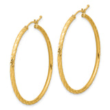 14k Yellow Gold Twisted Hoop Earrings, Diamond-Cut Textured Satin Finish, Large Statement Style