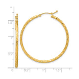 14k Yellow Gold Twisted Hoop Earrings, Diamond-Cut Textured Satin Finish, Large Statement Style