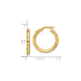 14k Yellow Gold Hoop Earrings with Cubic Zirconia, Polished Finish, Minimalist Lightweight Style