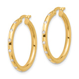 14k Yellow Gold Hoop Earrings with Cubic Zirconia, Polished Minimal Design, Small Size