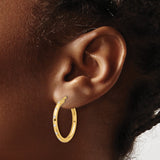 14k Yellow Gold Hoop Earrings with Cubic Zirconia, Polished Minimal Design, Small Size