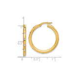 14k Yellow Gold Hoop Earrings with Cubic Zirconia, Polished Minimal Design, Small Size