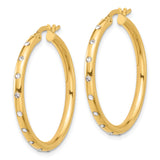 14k Yellow Gold Hoop Earrings with Cubic Zirconia, Classic Round Polished Design for Women