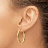 14k Yellow Gold Hoop Earrings with Cubic Zirconia, Classic Round Polished Design for Women