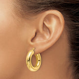 14k Yellow Gold Hoop Earrings, Thick Twisted Design, Lightweight Bold Fashion Jewelry