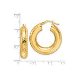 14k Yellow Gold Hoop Earrings, Thick Twisted Design, Lightweight Bold Fashion Jewelry