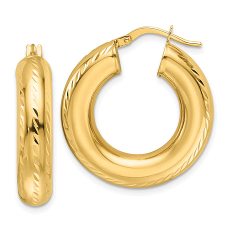 14k Yellow Gold Hoop Earrings, Thick Twisted Design, Lightweight Bold Fashion Jewelry