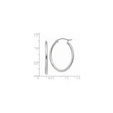 14k White Gold Oval Hoop Earrings with Hinged Snap Back Closure, Polished Finish, Medium Size