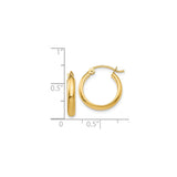 14k Yellow Gold Hoop Earrings, Polished Round Tube Hoops with Smooth Finish for Women