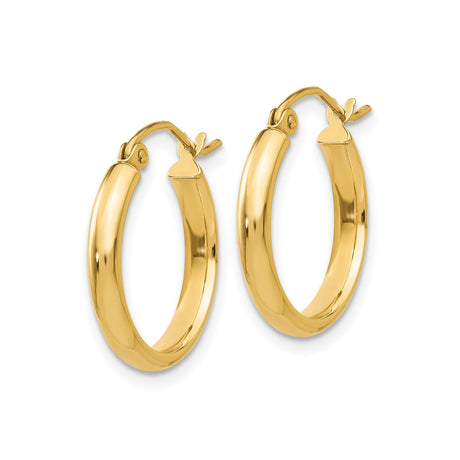 14k Yellow Gold Hoop Earrings, Classic Polished Tube Hoops, Lightweight Minimalist Style for Women