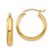 14k Yellow Gold Hoop Earrings, Polished Round Classic Hoops with Latch Back Closure