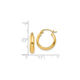 14k Yellow Gold Hoop Earrings, Medium Polished Tube Hoops with Smooth Finish for Women