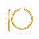 14k Yellow Gold Hoop Earrings, Classic Round Tube Design with High-Polish Finish, Snap-Back Closure