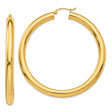 14k Yellow Gold Hoop Earrings, Classic Round Tube Design with High-Polish Finish, Snap-Back Closure