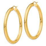 14k Yellow Gold Hoop Earrings, Classic Round Tubular Polished Hoops for Women