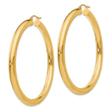 14k Yellow Gold Hoop Earrings, Smooth Rounded Design, Lightweight High Polish Finish