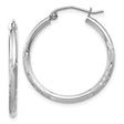 14k White Gold Hoop Earrings, Polished and Diamond-Cut Finish, Classic Latch-Back, Lightweight Style