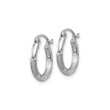 14k White Gold Hoop Earrings, Textured Design with Diamond-Cut Accents, Lightweight Polished Finish