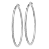 14k White Gold Hoop Earrings, Polished and Textured with Diamond Cut Accents, Lightweight Modern Style