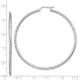 14k White Gold Hoop Earrings with Polished Finish and Leaf Detail