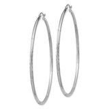 14k White Gold Hoop Earrings with Polished and Textured Leaf Pattern Design