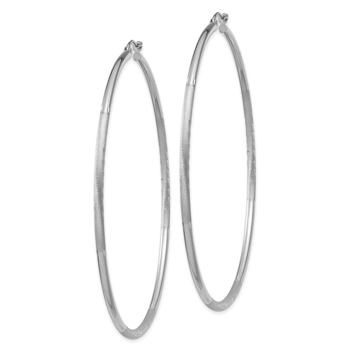 14k White Gold Hoop Earrings with Polished Finish and Leaf Design for Women