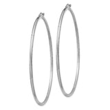 14k White Gold Hoop Earrings with Polished Finish and Leaf Design for Women