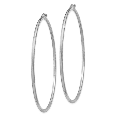 14k White Gold Hoop Earrings with Polished Finish and Leaf Design for Women
