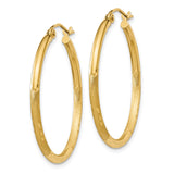 14k Yellow Gold Hoop Earrings with Polished and Textured Diamond Cut Finish