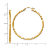 14k Yellow Gold Hoop Earrings, Classic Round Design with Polished and Textured Finish