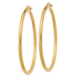 14k Yellow Gold Hoop Earrings, Polished and Textured with Diamond Cut Detailing