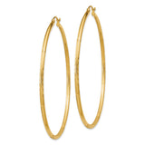 14k Yellow Gold Hoop Earrings with Polished Finish and Leaf Pattern